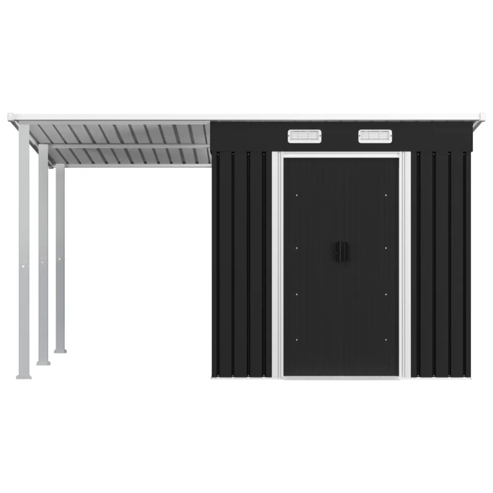 vidaXL cobertizo jardín con tejado extendido acero gris 346x193x181 cm