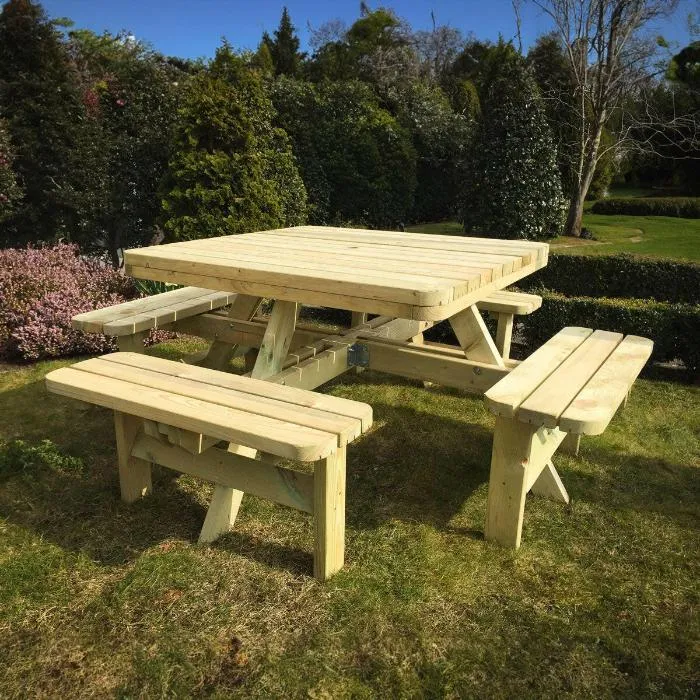 Vierkante picknicktafel xxl KING ® - 4 cm dikte (200 x 200cm) - tweede keuze