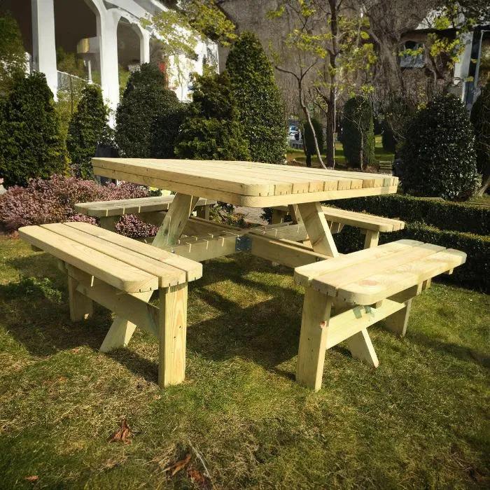 Vierkante picknicktafel XXL KING ® - 4 cm dikte (200 x 200cm)