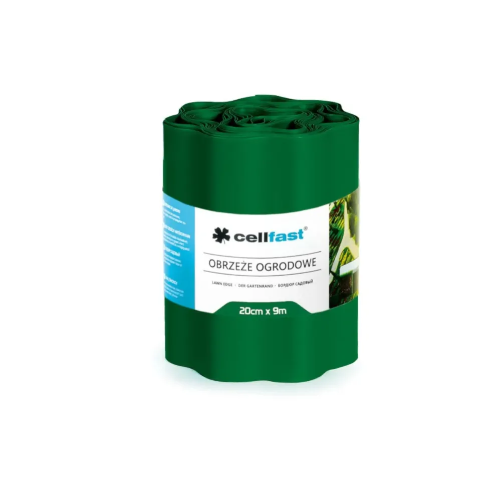 Borde de jardín ondulado de 20 cm x 9 m Cellfast verde opaco | Resistente Heladas |