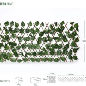 Borde para Césped Cesta de hojas verdes grandes, valla de madera de 70 cm + poliéster de seda verde, capas gruesas, textur...