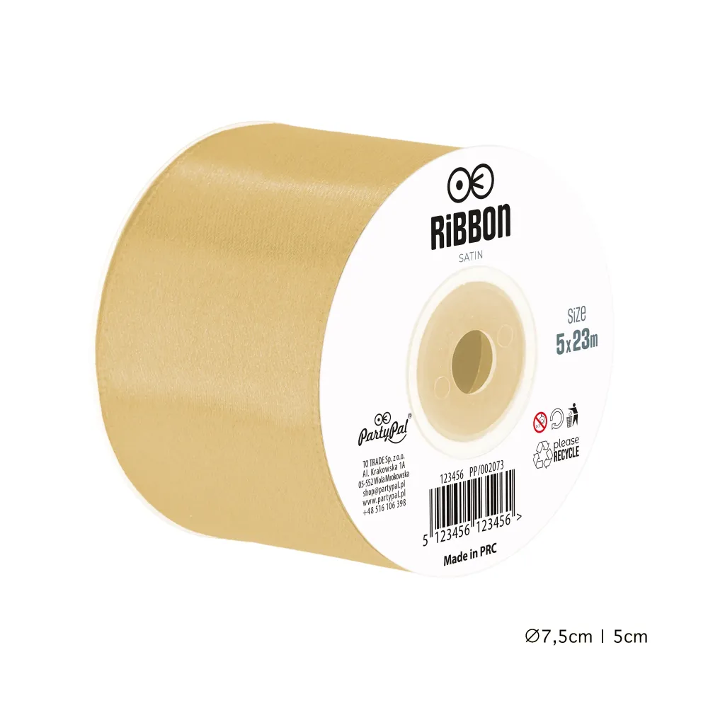 Cinta de raso dorada 5x23 m