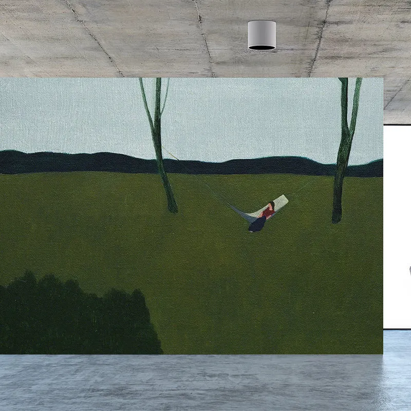 Estetica moderna Scena della steppa Murale Carta da parati Verde Natura Paesaggio Rivestimento murale con Instalación en Seco