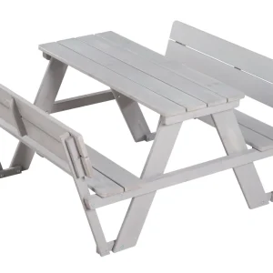 Ladrillo de Jardín Dinette d'extérieur 'Outdoor +' avec dossier 'Picnic 4', résistant aux intempéries, bois massif, gris