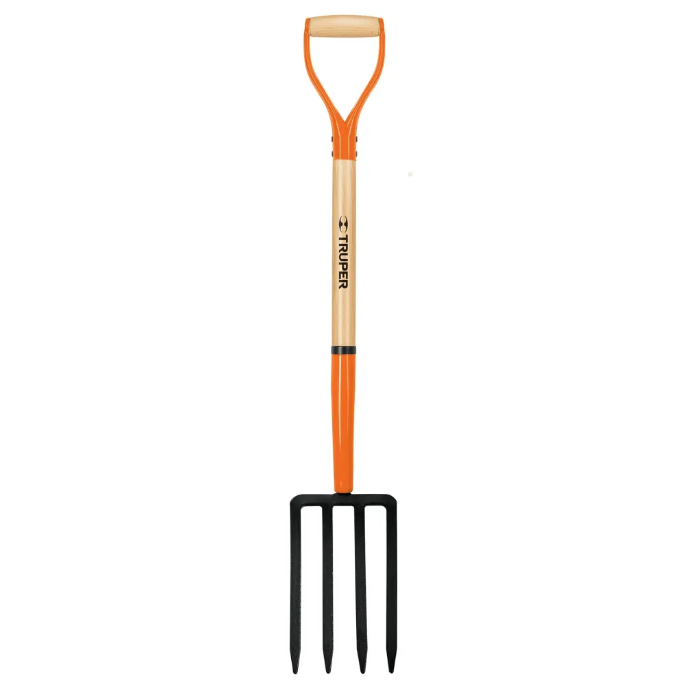 Material de Alta Durabilidad Bieldo para jardín, 4 dientes, puño metálico, mango 30"