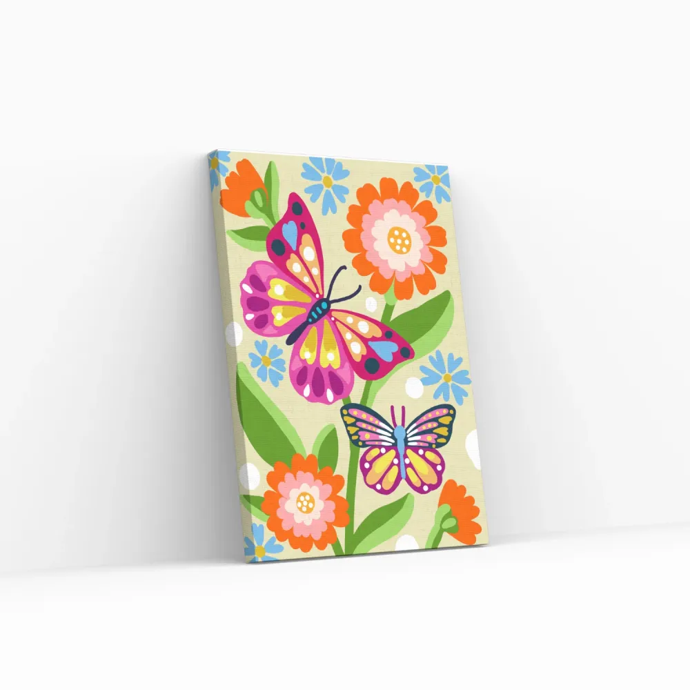 Panel de Gavión Pinta con diamantes Mariposas en jardin 25x35
