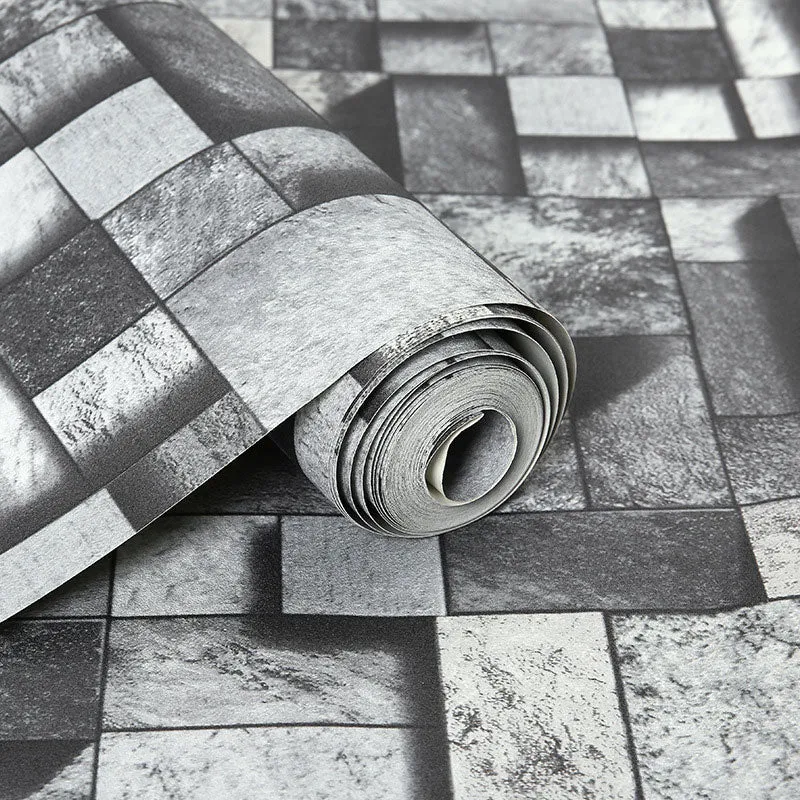 Papel pintado de piedra apilada resistente las manchas Revestimiento de paredes de PVC sin pegar en colorido Peltre
