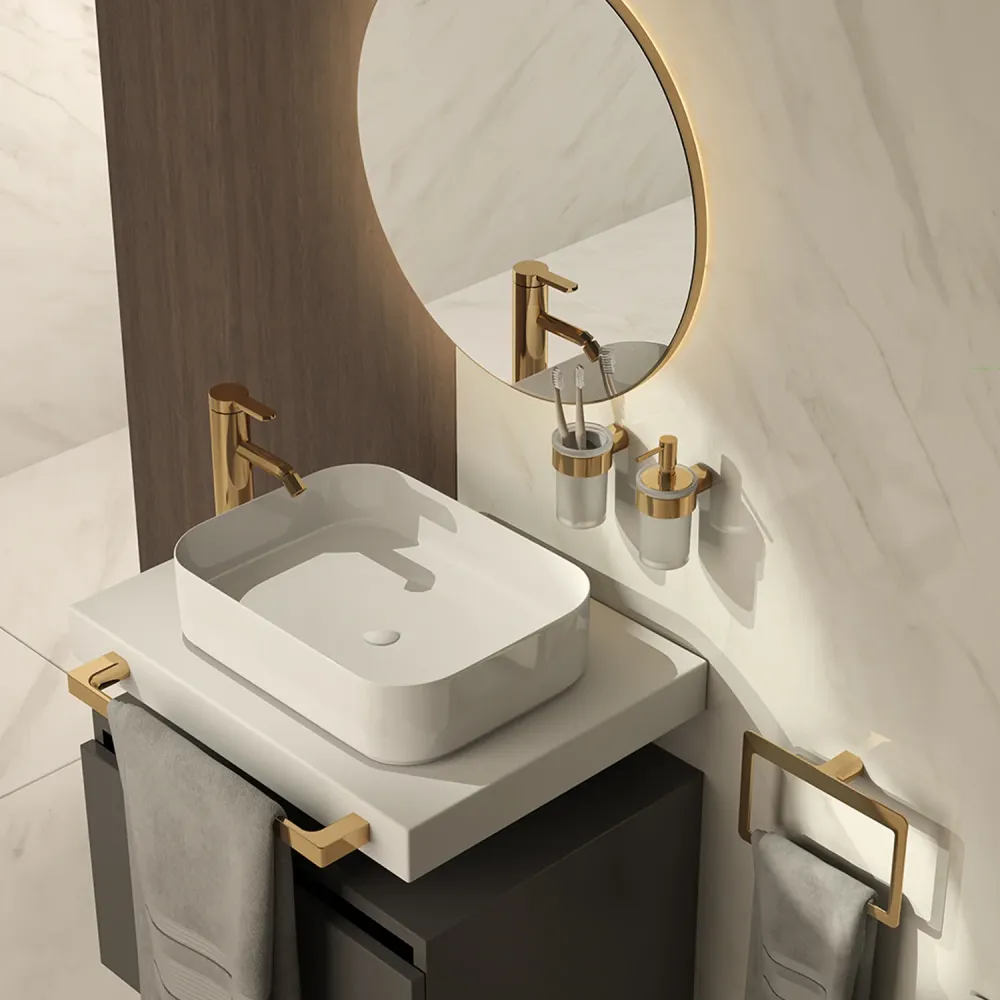 Porta asciugamani muro Gedy serie Pirenei 35 cm - Oro para Contención de Tierras