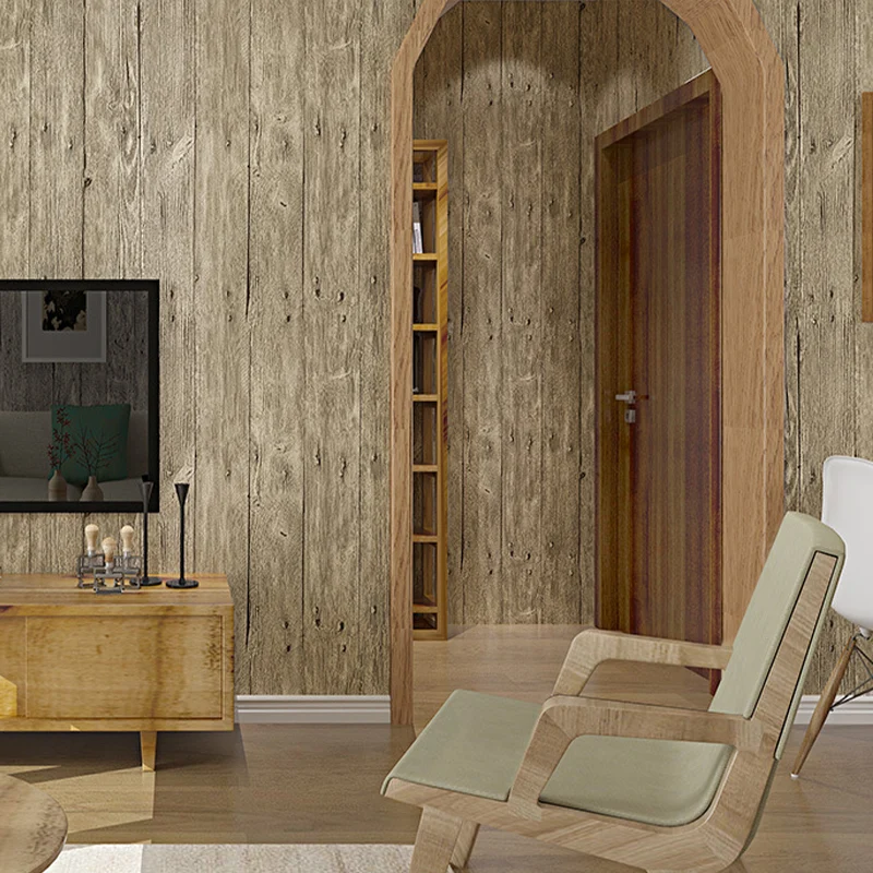 Profesional para Exteriores Rivestimento murale PVC antimacchia con motivo legno stile country per camera da letto