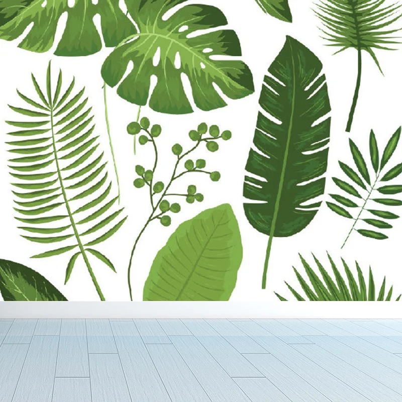 Rivestimento murale gigante con stampa di foglie stile illustrazione per sala da pranzo, personalizzato de 2 cm de Espesor