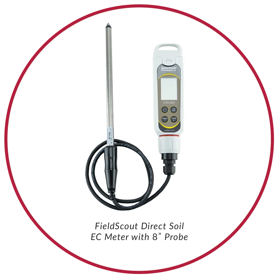 Kit de álisis de Medidor de CE de suelo directo FieldScout - Sonda de 8"