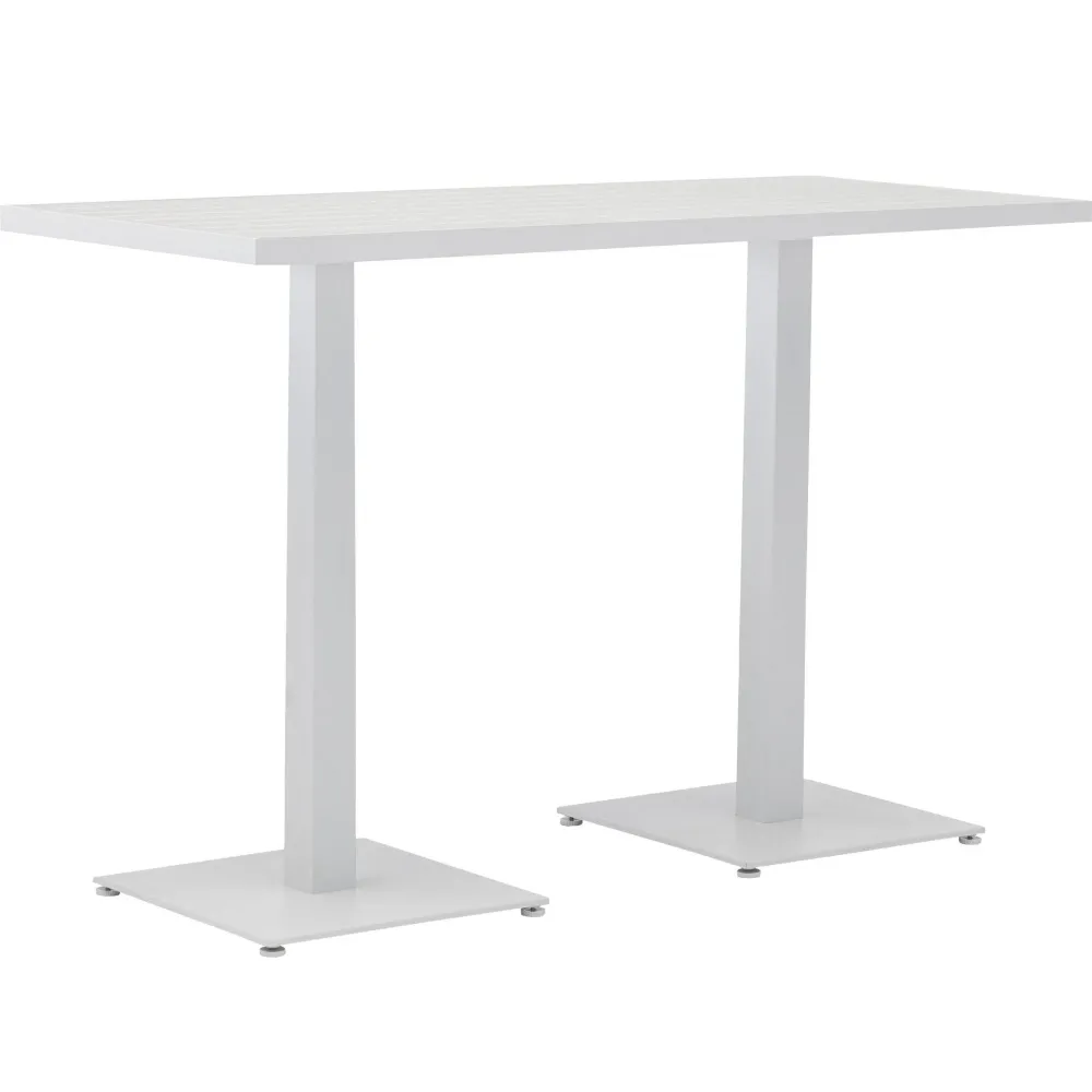 Mesa alta bar Orick 160x70 cm aluminio blanco.