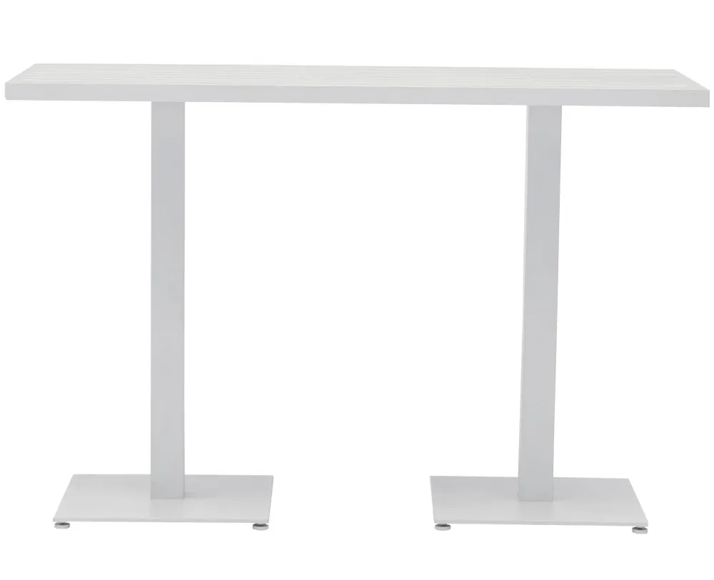 Mesa alta bar Orick 160x70 cm aluminio blanco.