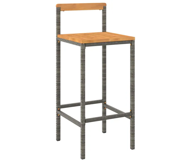 Mesa bar y taburetes jardin 5 piezas madera acacia ratán pe negro longitud mesa 110 cm Dimensiones 150x90x75 cm