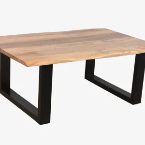 Mesa de centro 120x80 de madera de mango y metálico estilo nórdico núm. 10 con 4 Sillas Incluidas