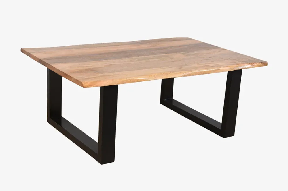 Mesa de centro 120x80 de madera de mango y metálico estilo nórdico núm. 10 con 4 Sillas Incluidas