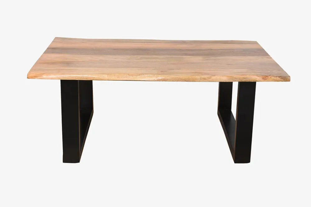Mesa de centro 120x80 de madera de mango y metálico estilo nórdico núm. 10 con 4 Sillas Incluidas