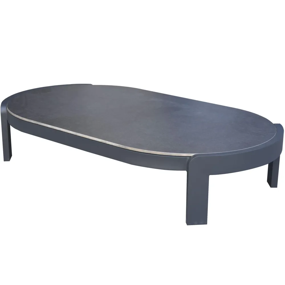 Mesa de centro Babylon aluminio gris antracita y top cerámico gris sombrío moteado