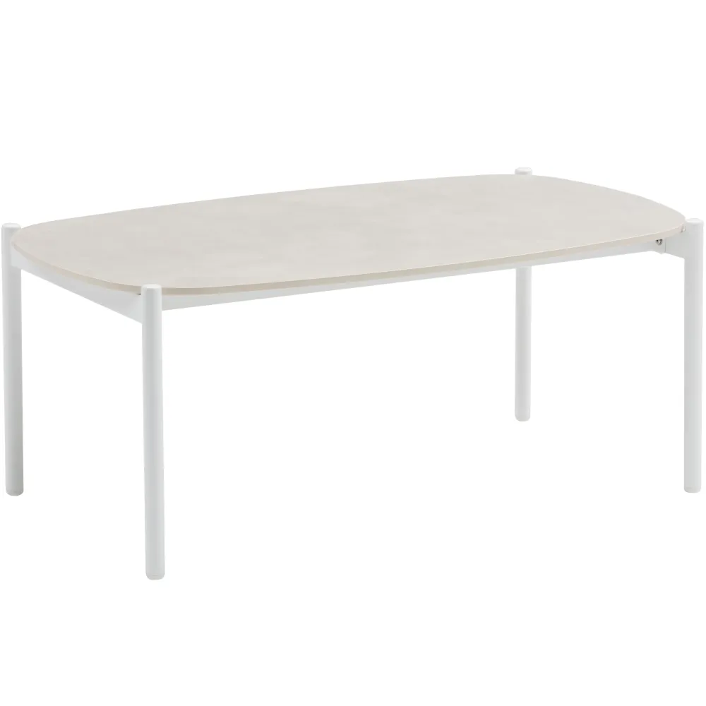 Mesa de centro Corfu aluminio blanco y porcelánico gris en Aluminio Fundido