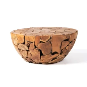 Mesa de centro de madera maciza auténtico de samán rustica Banbalo redonda, hecha mano con acabado natural,43 cm Alto 100...