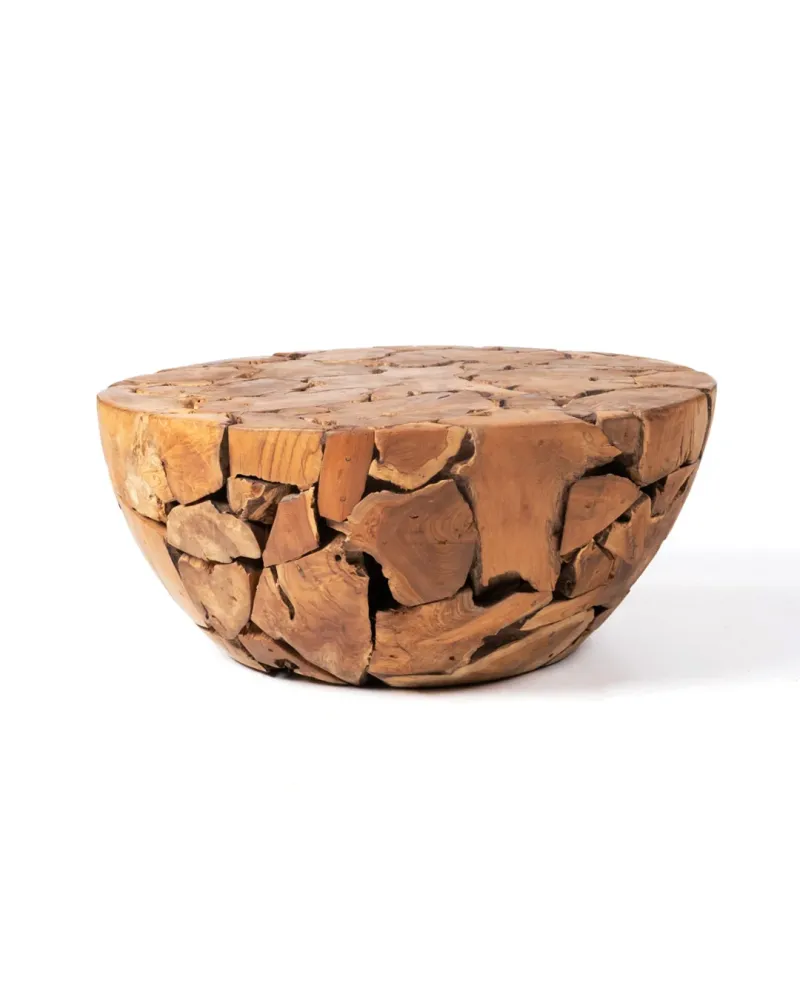 Mesa de centro de madera maciza auténtico de samán rustica Banbalo redonda, hecha mano con acabado natural,43 cm Alto 100...