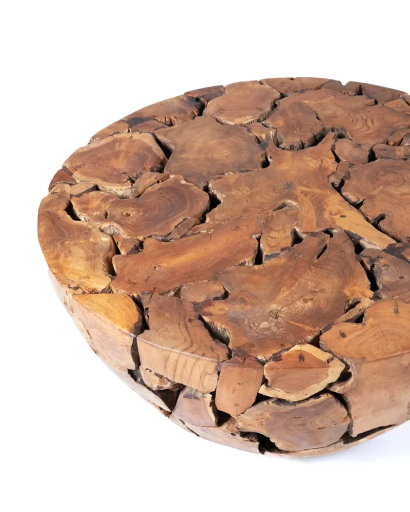 Mesa de centro de madera maciza auténtico de samán rustica Banbalo redonda, hecha mano con acabado natural,43 cm Alto 100...