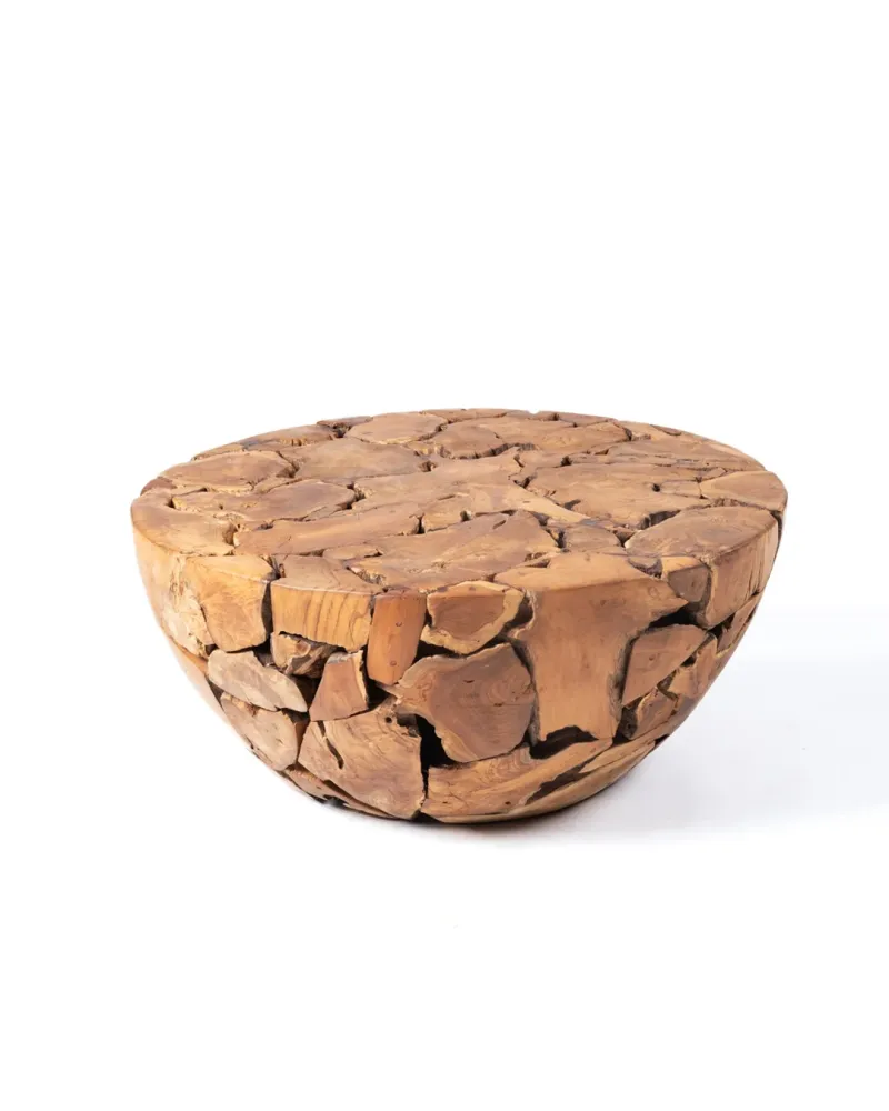 Mesa de centro de madera maciza auténtico de samán rustica Banbalo redonda, hecha mano con acabado natural,43 cm Alto 100...