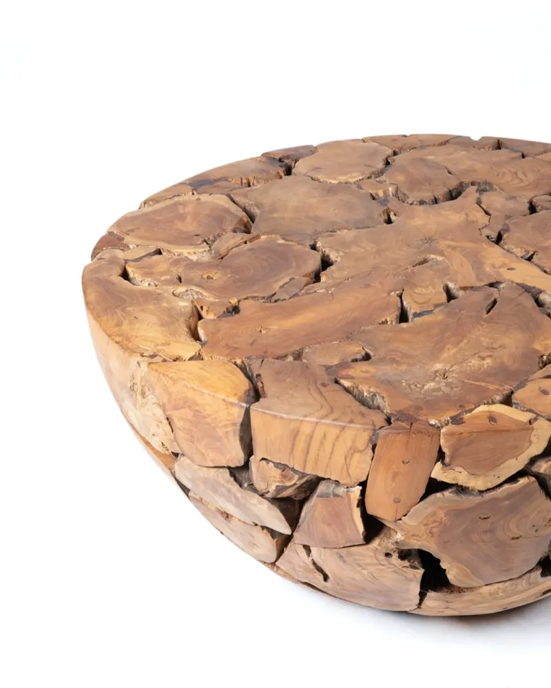Mesa de centro de madera maciza auténtico de samán rustica Banbalo redonda, hecha mano con acabado natural,43 cm Alto 100...