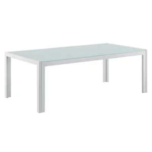 Mesa de Centro Mesa de centro Lerum para jardín de hierro vidrio 100 x 50 x 35 cm - Blanco