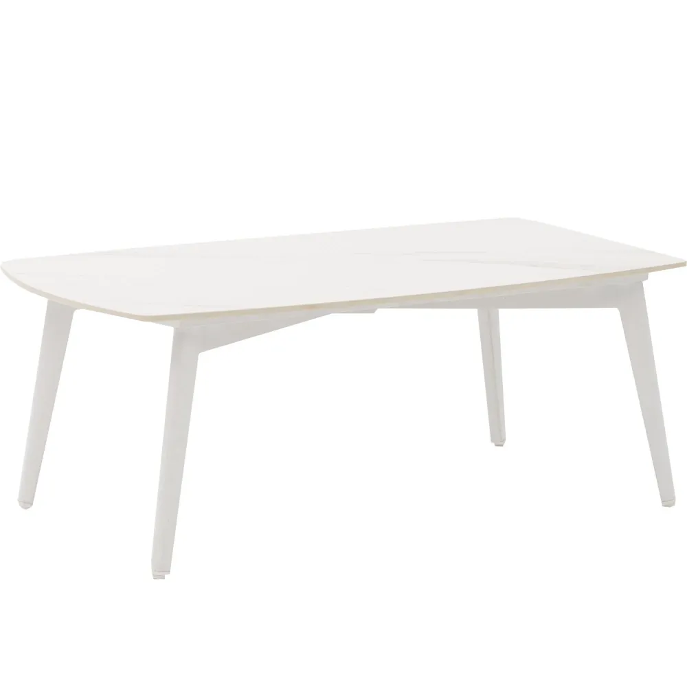 Mesa de centro Nelayan 120x70 aluminio blanco top mesa porcelánico blanco Material WPC