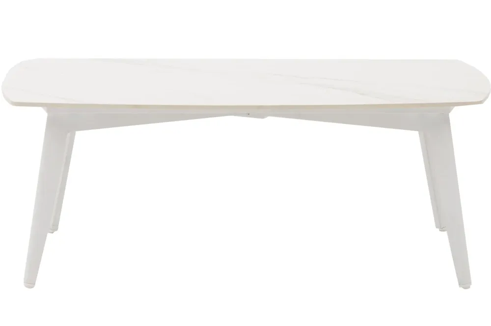 Mesa de centro Nelayan 120x70 aluminio blanco top mesa porcelánico blanco Material WPC