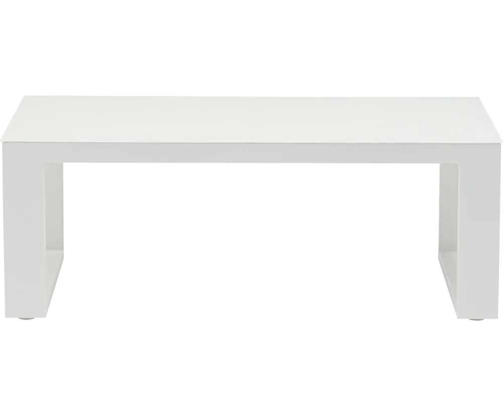 Mesa de centro Niland aluminio y cristal blanco con 4 Sillas Incluidas