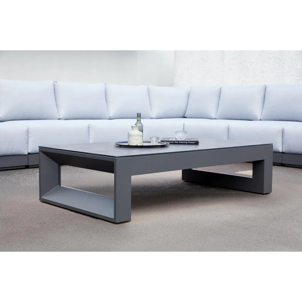 Mesa de centro Onix aluminio antracita cristal cerámico gris antracita en Color Negro Mate