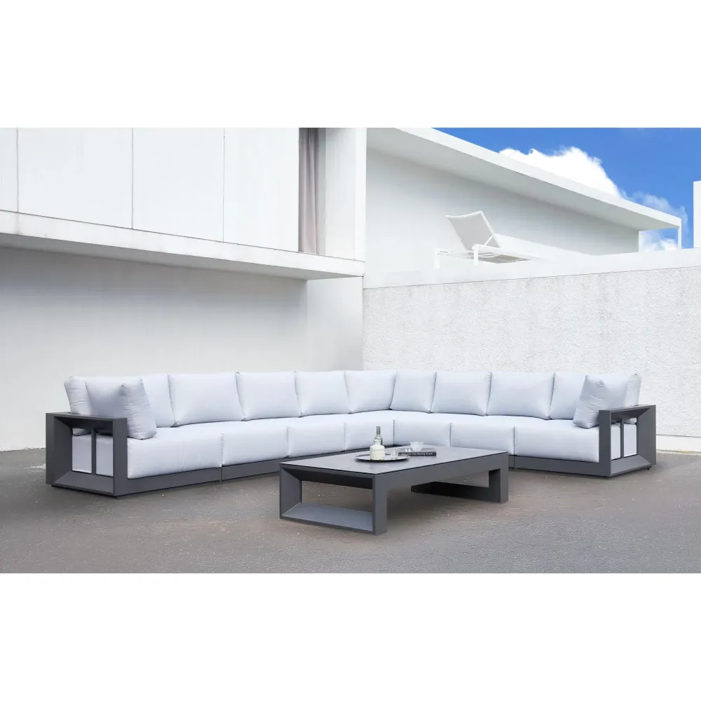 Mesa de centro Onix aluminio antracita cristal cerámico gris antracita en Color Negro Mate