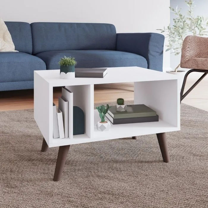 Mesa De Centro Ratona Estilo Nórdica Material WPC Blanco