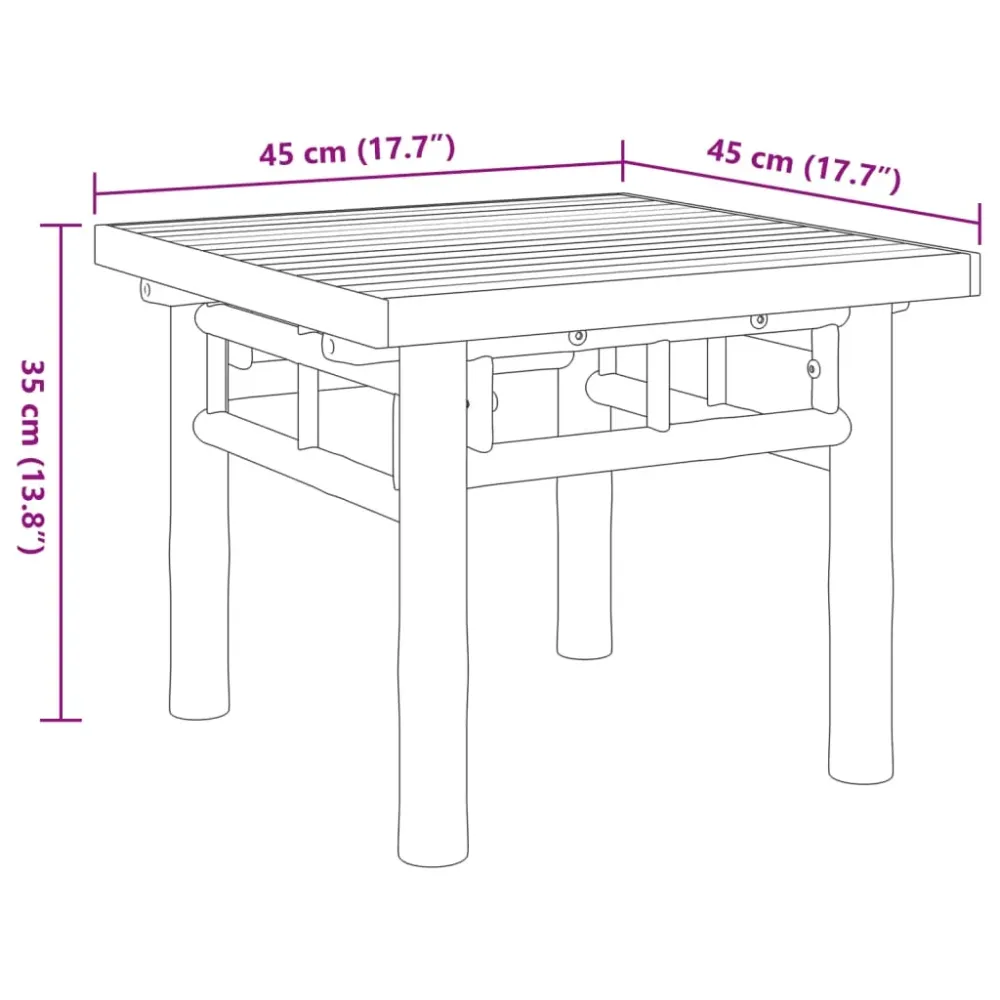 Mesa de Granito Mesa de centro Mango para exterior bambú 35x45x45 cm