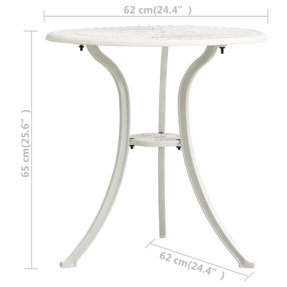Mesa de jardín Nieve aluminio fundido blanco Ø62x65 cm
