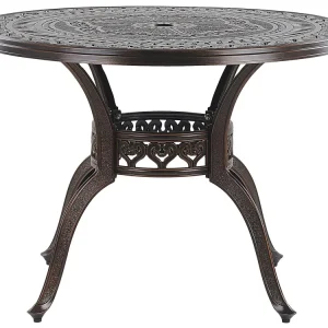 Mesa de jardín salento 102 cm 102 cm metal marrón opaco | Plegable | Portátil