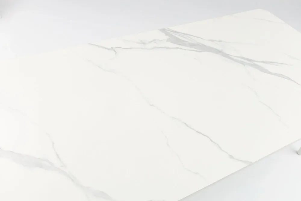 Mesa de Ratán Mesa de centro Irvine 120x60cm aluminio blanco top porcelánico blanco