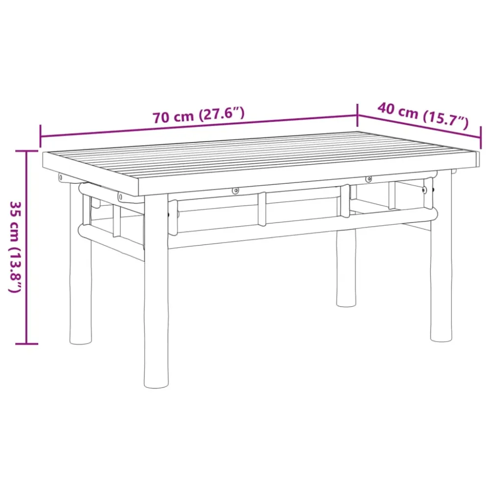 Premium de Aluminio Mesa de centro Tabú para exterior bambú 35x70x40 cm