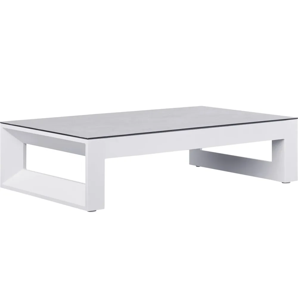 Resistente la Intemperie Mesa de centro Onix aluminio blanco cristal cerámico gris preciso