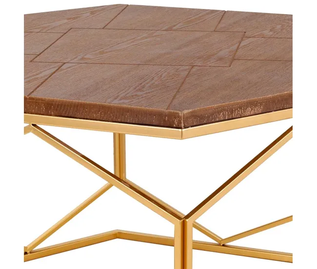 Set mesa de centro y 4 taburetes de acero dorado