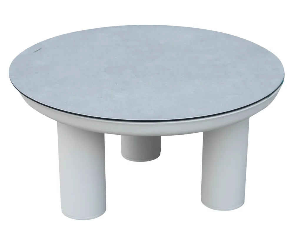 Set de 2 mesas de centro Attica aluminio blanco top cristal cerámico gris Resistente las Manchas
