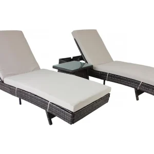 Tumbona + mesa de centro - beige/marrón para Jardín y Terraza