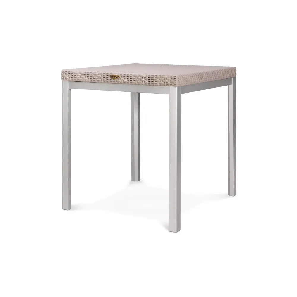 Lagoon Mesa de Comedor Cuadrada Tipo Rattan de Polipropileno, Patas de Acero, Protección UV, Apta para Exterior, Modelo Ru...