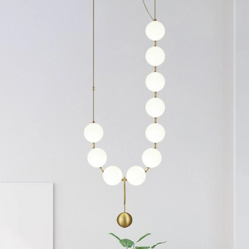 Lámpara de mesa de comedor con forma de collar, cristal de leche, 10 luces, lámpara colgante sencilla en oro Resistente la...