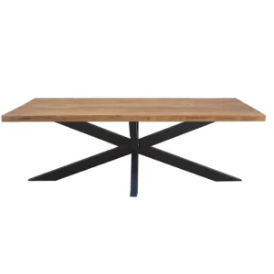 Mesa de comedor 8/10 personas L200, madera maciza de mango y Spider con Vidrio Templado
