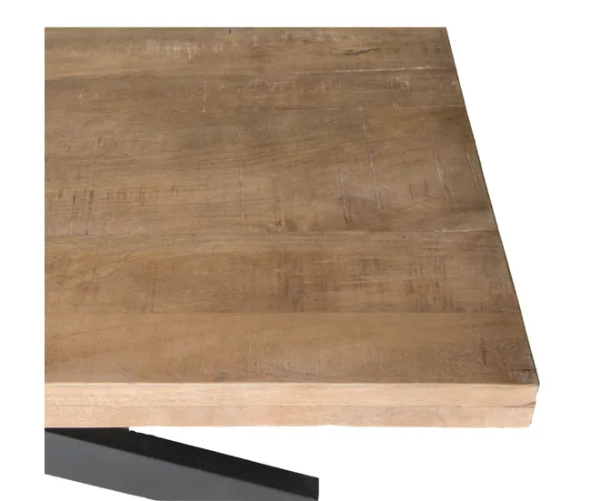 Mesa de comedor 8/10 personas L200, madera maciza de mango y Spider con Vidrio Templado