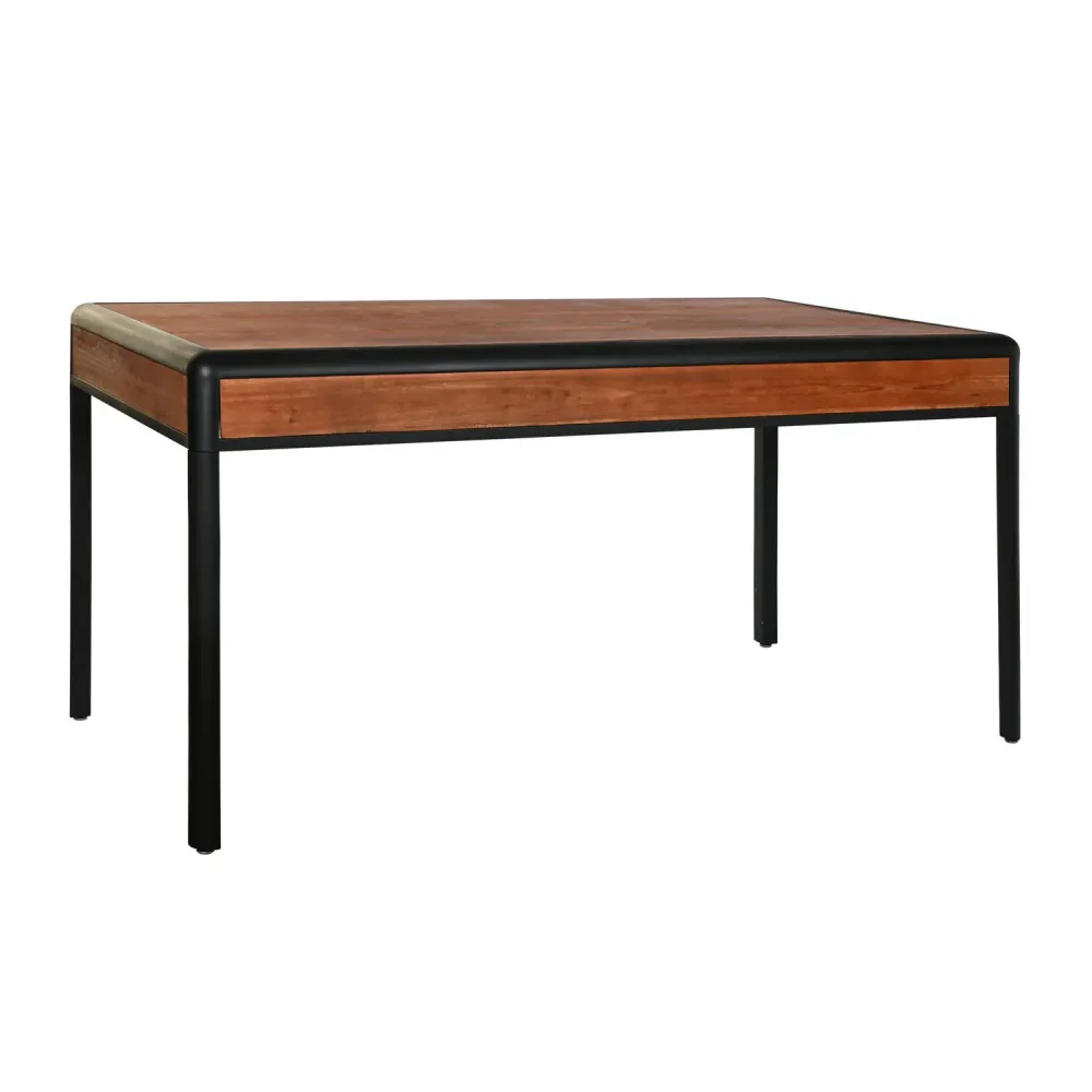 MESA COMEDOR ABETO ACERO 160X80X79 MARRON OSCURO