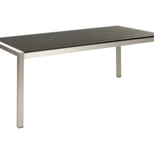 Mesa de comedor de acero negro/plateado 180 x 90 cm VERNIO